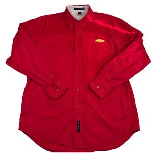 Chevrolet Logo Port Authority Long Sleeve Button Up Men's Medium Red GUC